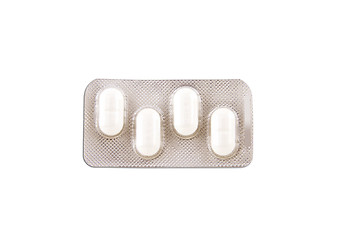 Image showing pack of white medicine pills on white background