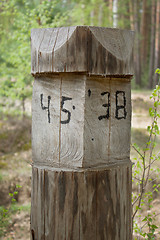 Image showing A pillar at the intersection of firebreaks