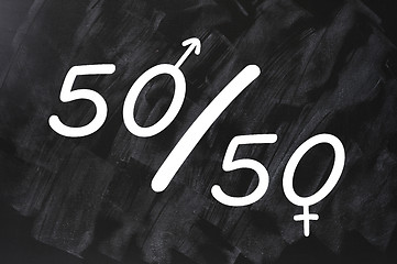 Image showing Fifty percent concept of gender equal opportunities