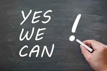 Image showing Yes we can - written with chalk on a blackboard