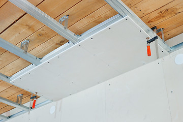 Image showing Installation of suspended ceiling