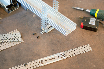 Image showing Parts for installation drywall and tools