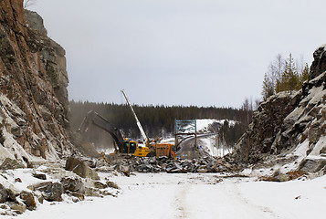 Image showing Construction of roads in difficult conditions