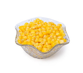 Image showing Sweetcorn in crystal bowl isolated on a white background