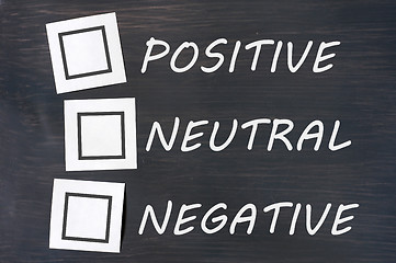Image showing Feedback positive neutral negative on a chalkboard