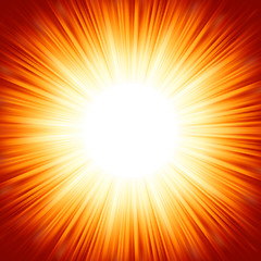 Image showing Centered red orange summer sun light burst. EPS 8