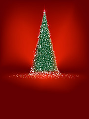 Image showing Abstract green christmas tree on red. EPS 8