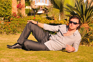 Image showing Man posing in sunglasses