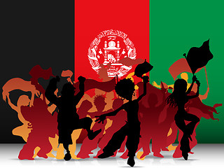 Image showing Afghanistan Sport Fan Crowd with Flag