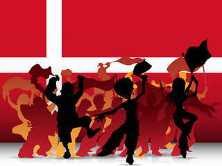 Image showing Denmark Sport Fan Crowd with Flag