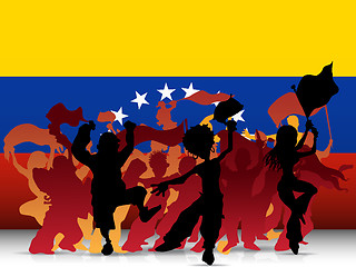 Image showing Venezuela Sport Fan Crowd with Flag