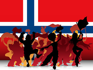 Image showing Norway Sport Fan Crowd with Flag