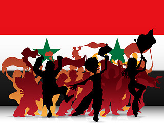 Image showing Syria Sport Fan Crowd with Flag