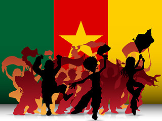 Image showing Cameroon Sport Fan Crowd with Flag