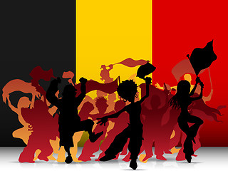 Image showing Belgium Sport Fan Crowd with Flag