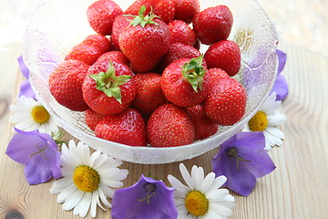 Image showing Swedish Midsummer dessert - strawberries