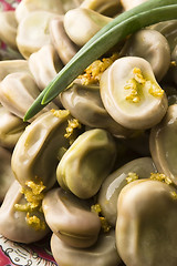 Image showing Broad Bean with olive and garlic