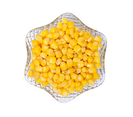 Image showing Sweetcorn in crystal bowl isolated on a white background