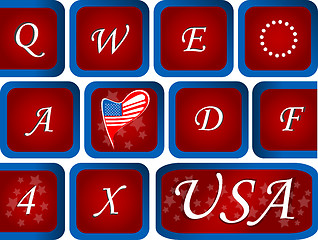 Image showing Close-up of Computer keyboard with red USA key