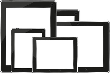 Image showing Set of digital tablets with blank screen isolated on white