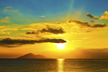 Image showing Sunset over the ocean