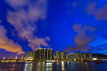 Image showing Hong Kong apartment blocks at night