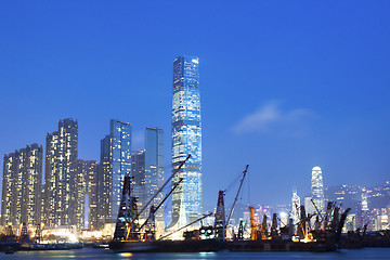 Image showing Hong Kong night view along the coast