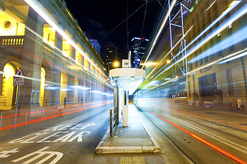 Image showing Busy traffic in Hong Kong at night time