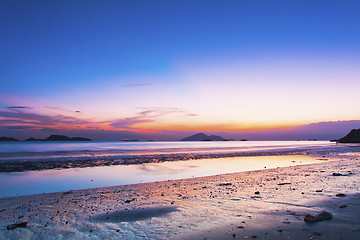 Image showing Sunset at coast in Hong Kong