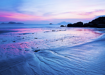 Image showing Sunset at ocean in Hong Kong 