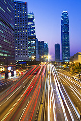 Image showing Traffic though downtown in Hong Kong