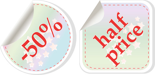 Image showing Half price sale stickers set