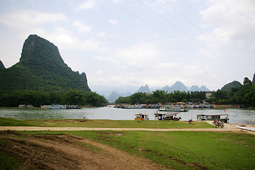 Image showing Beautiful Karst mountain landscape in Yangshuo Guilin, China