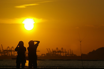 Image showing Photographer at sunset