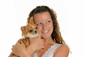 Image showing girl and chihuahua