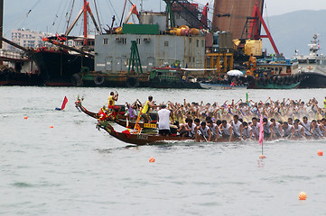 Image showing Dragon boat race in Tung Ng Festival in Tuen Mun