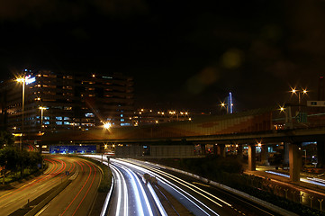 Image showing Traffic in Hong Kong at night