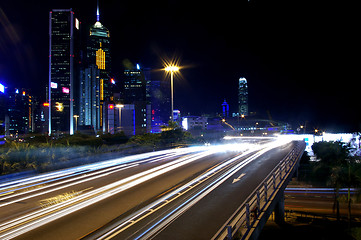 Image showing Busy traffic in Hong Kong at night