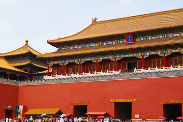 Image showing Meridian Gate of the forbidden city in Beijing,China