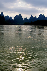 Image showing Beautiful Karst mountain landscape in Yangshuo Guilin, China