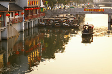 Image showing Sunset at Qibao water town in Shanghai China