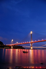 Image showing Ting Kau Bridge at night in Hong Kong