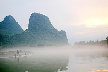 Image showing Beautiful Karst mountain landscape in Yangshuo Guilin, China