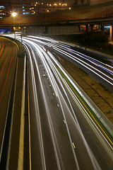 Image showing Light trails in Hong Kong at night