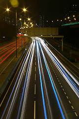 Image showing Traffic in Hong Kong at night