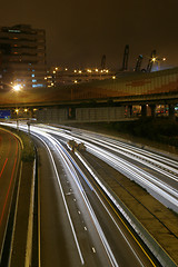 Image showing Light trails in Hong Kong at night