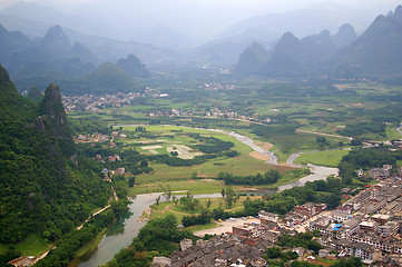 Image showing Beautiful Karst mountain landscape in Yangshuo Guilin, China