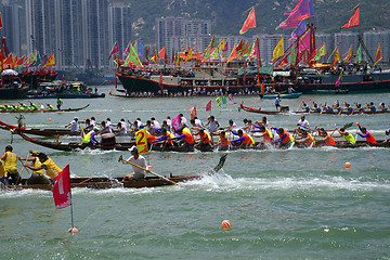 Image showing HONG KONG - MAY 28: Dragon Boat Race on May 28, 2007 in Tuen Mun