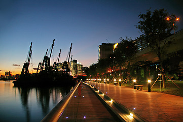 Image showing Hong Kong at night next to the pier