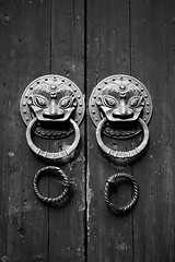 Image showing Chinese door in black and white tone